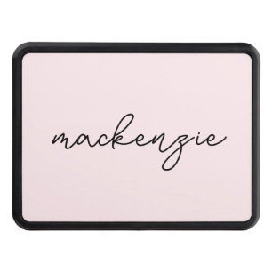 Trendy Blush Pink Black Script Name Hitch Cover