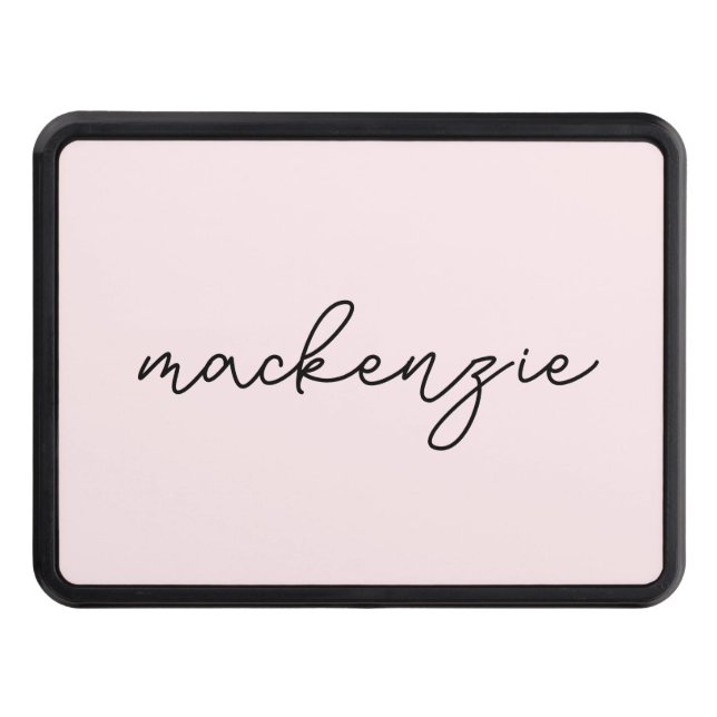 Trendy Blush Pink Black Script Name Hitch Cover (Front)