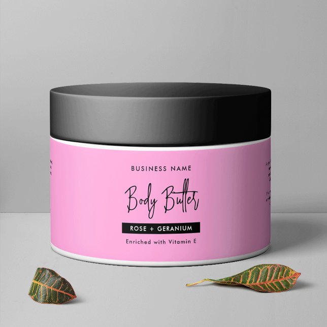 Trendy Blush Pink Body Lotion Cosmetic Jar Label (Trendy Girly Pink Skincare Cosmetic Jar Waterproof Product Label)