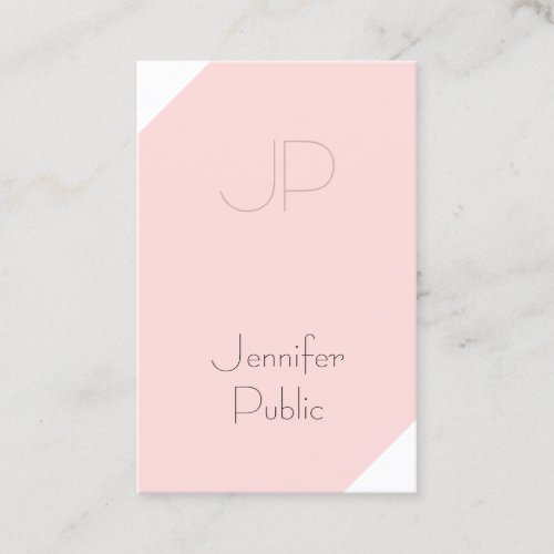 Trendy Blush Pink Creative Monogram Clean Luxury Business Card