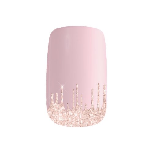 Trendy Blush Pink Drip Glitter Elegant Girly Minx  Minx Nail Art