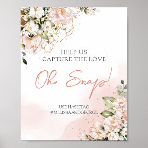 Trendy blush pink floral gold boho oh snap sign