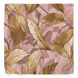 Trendy Blush Pink Gold Boho Leaves Collection Bandana