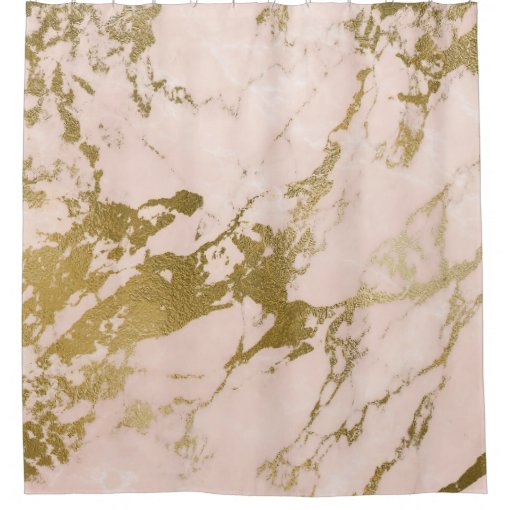 Trendy Blush Pink Gold Marble Shower Curtain Zazzle