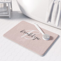 Trendy Blush Pink Gray Script Monogram Name