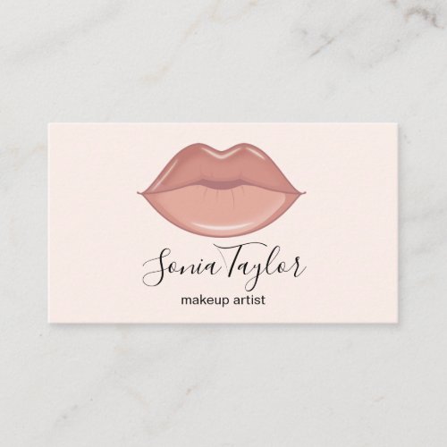 Trendy Blush Pink Lips Makeup Artist Beauty Salon  Business Card