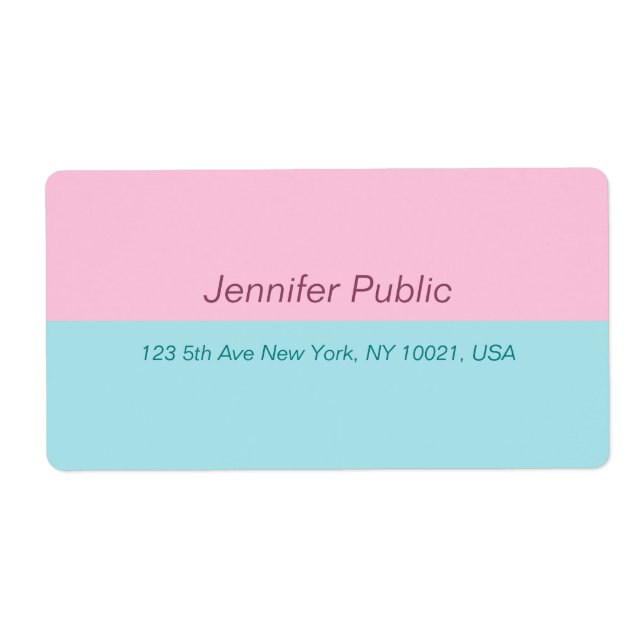 Trendy Blush Pink Mint Blue Elegant Shipping Label (Front)