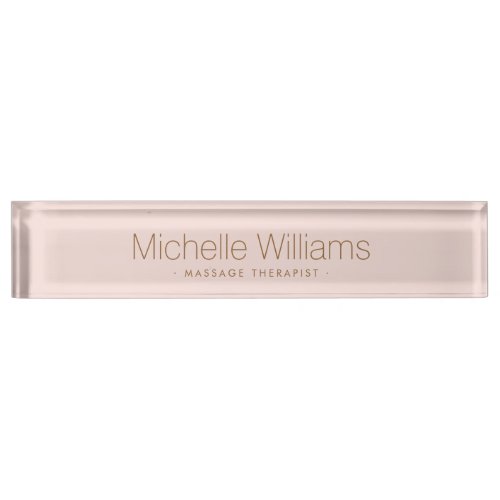 Trendy blush pink modern minimal desk name plate