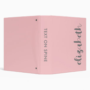 Trendy blush pink - modern script gray name 3 ring binder