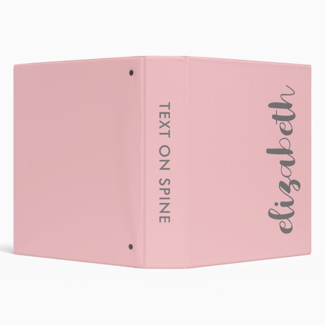 Trendy blush pink - modern script gray name 3 ring binder (Background)