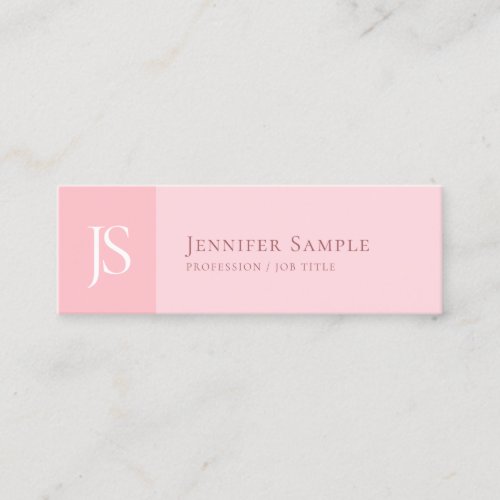 Trendy Blush Pink Modern Simple Monogram Template Mini Business Card