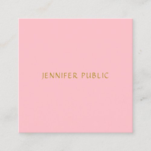 Trendy Blush Pink Modern Template Professional Square Business Card