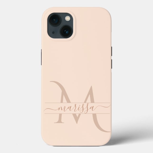 Trendy Blush Pink Monogram Script Name Girly  Case-Mate iPhone Case (Back)