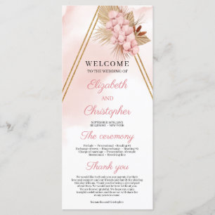 Trendy Blush Pink Orchid Dried Palm Gold Arch Program