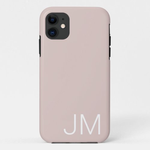 Trendy Blush Pink Oversized Monogrammed Initials iPhone 11 Case