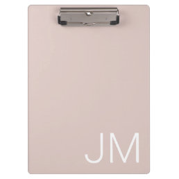 Trendy Blush Pink Oversized Monogrammed Initials Clipboard