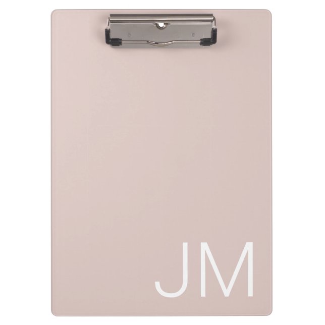 Trendy Blush Pink Oversized Monogrammed Initials Clipboard (Front)