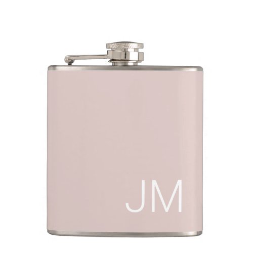 Trendy Blush Pink Oversized Monogrammed Initials Flask