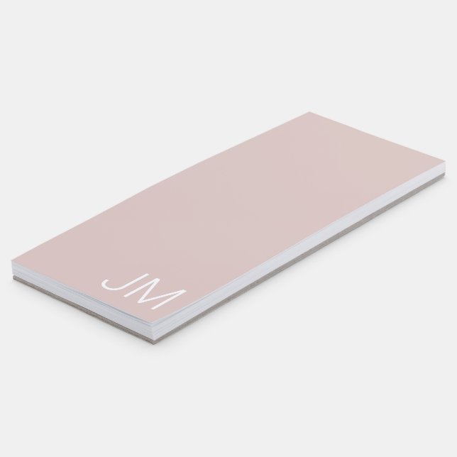 Trendy Blush Pink Oversized Monogrammed Initials Magnetic Notepad (Angled)