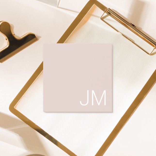 Trendy Blush Pink Oversized Monogrammed Initials Post-it Notes (Creator Uploaded)