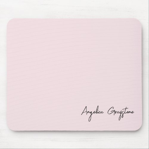 Trendy Blush Pink Personalized Name Mouse Pad
