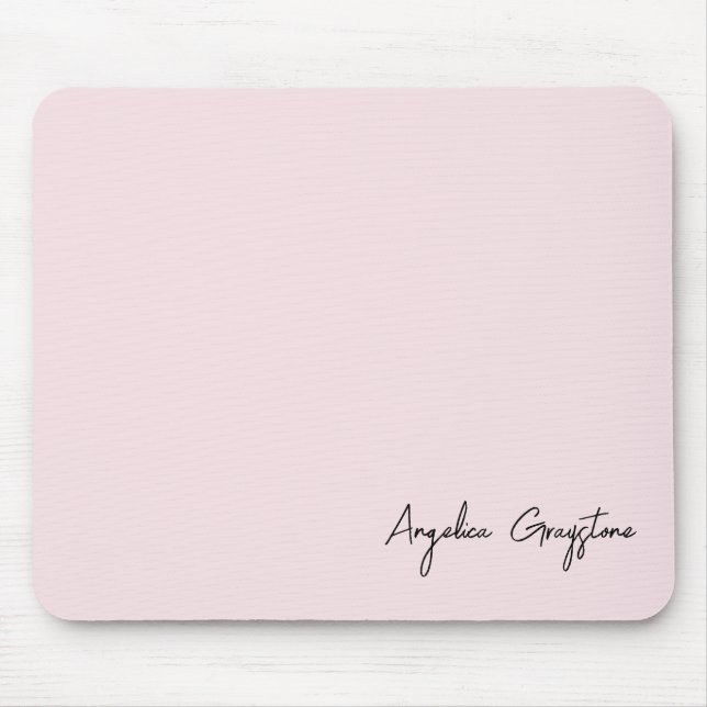 Trendy Blush Pink Personalized Name Mouse Pad (Front)