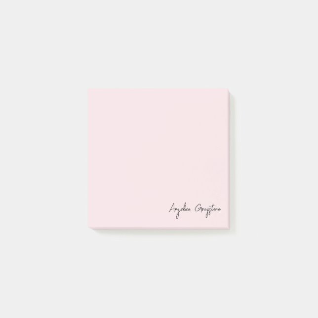 Trendy Blush Pink Personalized Name Post-it Notes (Front)