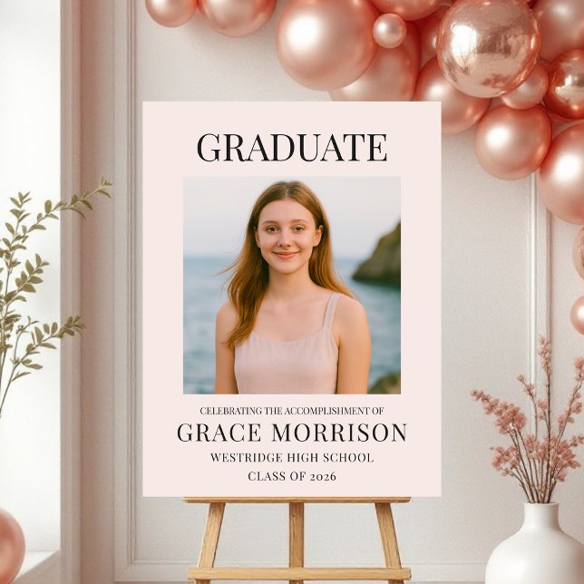 Trendy Blush Pink Photo Graduation Graduate  Foam Board (Creator Uploaded)