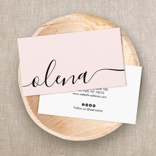 Trendy Blush Pink Script Calligraphy  Business Card