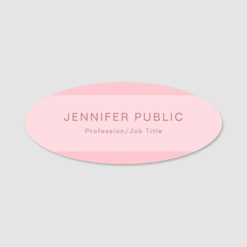 Trendy Blush Pink Simple Modern Elegant Template Name Tag