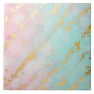 Trendy Blush Pink Soft Mint Gold Luxury Collection Ceramic Tile