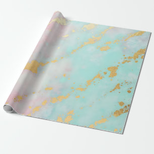 Trendy Blush Pink Soft Mint Gold Luxury Collection Wrapping Paper