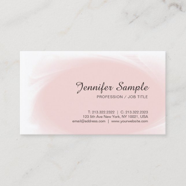 Trendy Blush Pink Sophisticated Luxury Plain Business Card (Front)