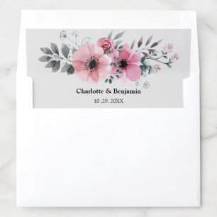 Trendy Blush Pink Watercolor Floral Wedding Enve Envelope Liner