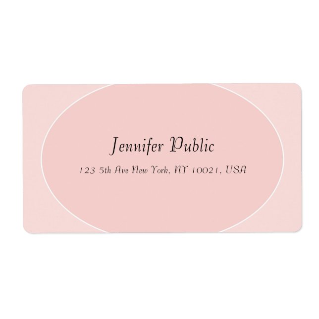 Trendy Blush Pink White Elegant Modern Script Label (Front)