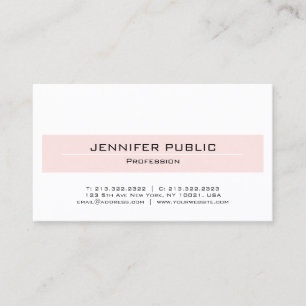 Trendy Blush Pink White Minimalist Elegant Plain Business Card