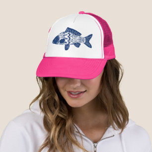 Trendy Bohemian Floral Fish Trucker Hat