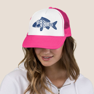 Trendy Bohemian Floral Fish Trucker Hat