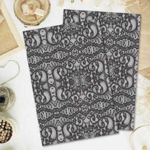 trendy bohemian girly Parisian black lace Tissue Paper