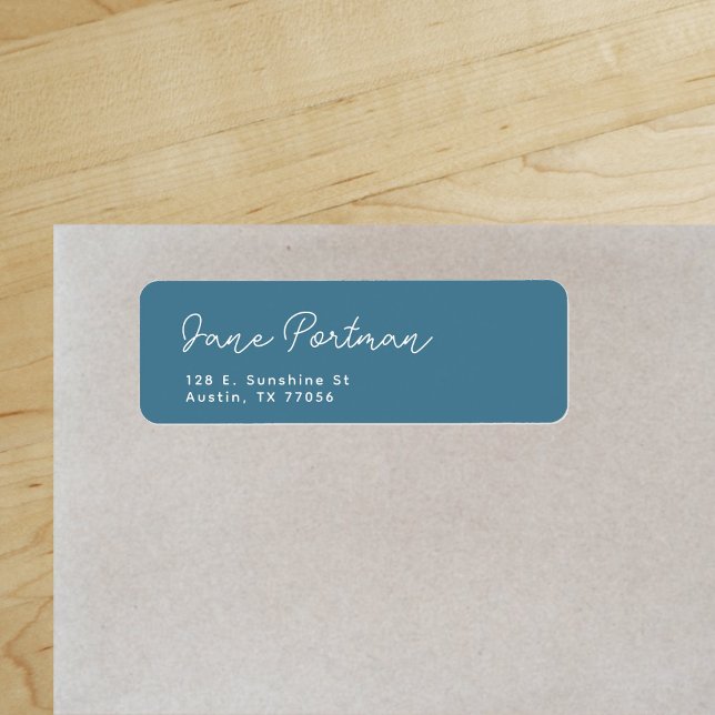 Trendy Bohemian Minimal Ocean Blue Return Address Label (Creator Uploaded)