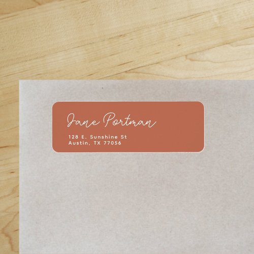 Trendy Bohemian Minimal Terra Cotta Return Address Label