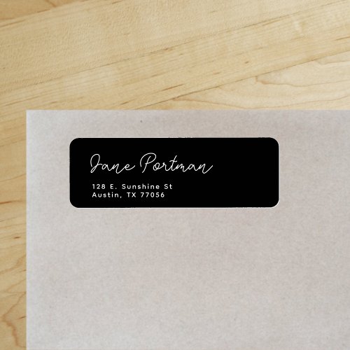 Trendy Bohemian Minimalist Black Return Address Label