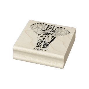 Trendy Bohemian Tribal Patterned Elephant Rubber Stamp