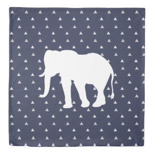 Trendy Bohemian White Elephant & Gray Triangles Duvet Cover