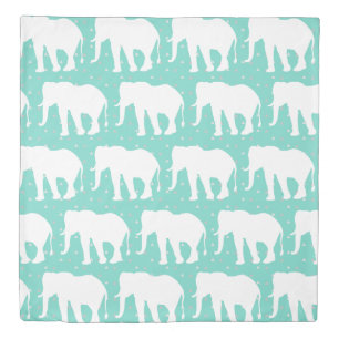 Trendy Bohemian White Elephants & Triangles Duvet Cover