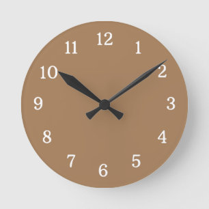 Trendy Boho Brown And White Round Clock