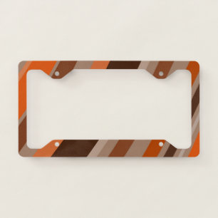 Trendy boho brown orange Abstract lines License Plate Frame