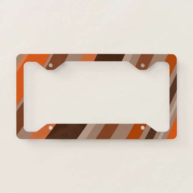 Trendy boho brown orange Abstract lines  License Plate Frame (Front)