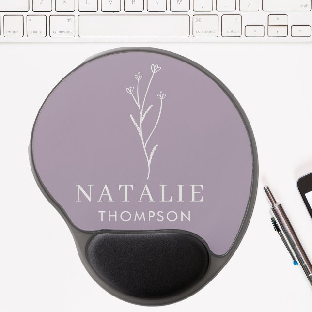 Trendy Boho Chic Lilac Lavender Personalized Gel Mouse Pad (Creator Uploaded)