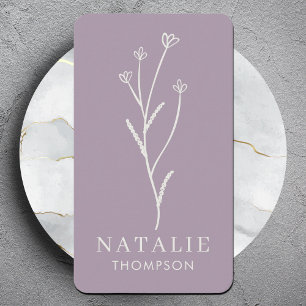 Trendy Boho Chic Minimalist Lilac Lavender Flower Business Card
